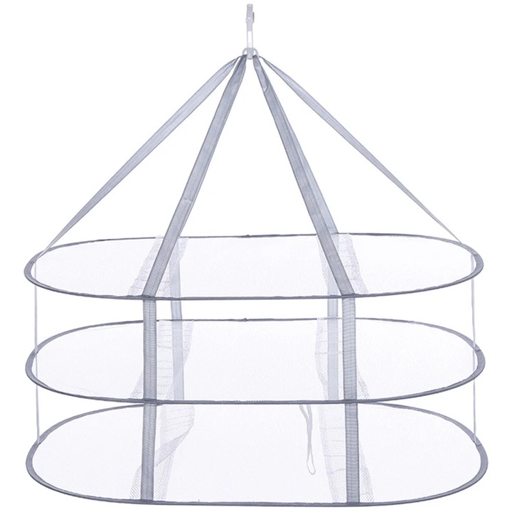 Uscator de rufe pliabil, 3 straturi, material nylon, multicolor, 77x61x39cm