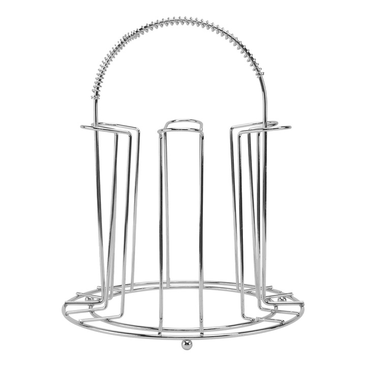 Suport pentru pahare din otel inoxidabil, 6 pahare, 17x17x21.3cm, argintiu