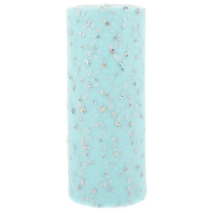 Rola de Tulle, albastra, 2280x15cm, material poliester, set decorativ pentru petreceri si cadouri