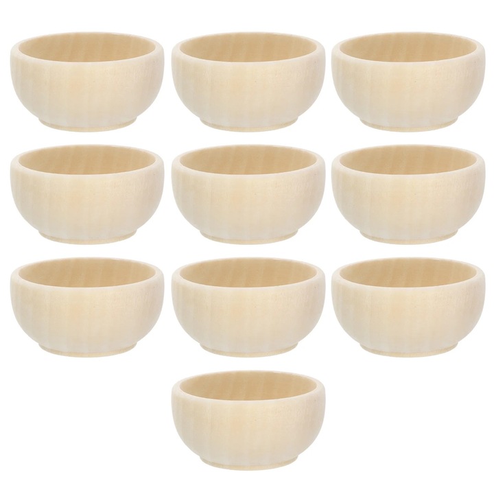 Set 10 boluri din lemn nefinisat, 5.80x5.80x3.30cm, pentru proiecte artizanale