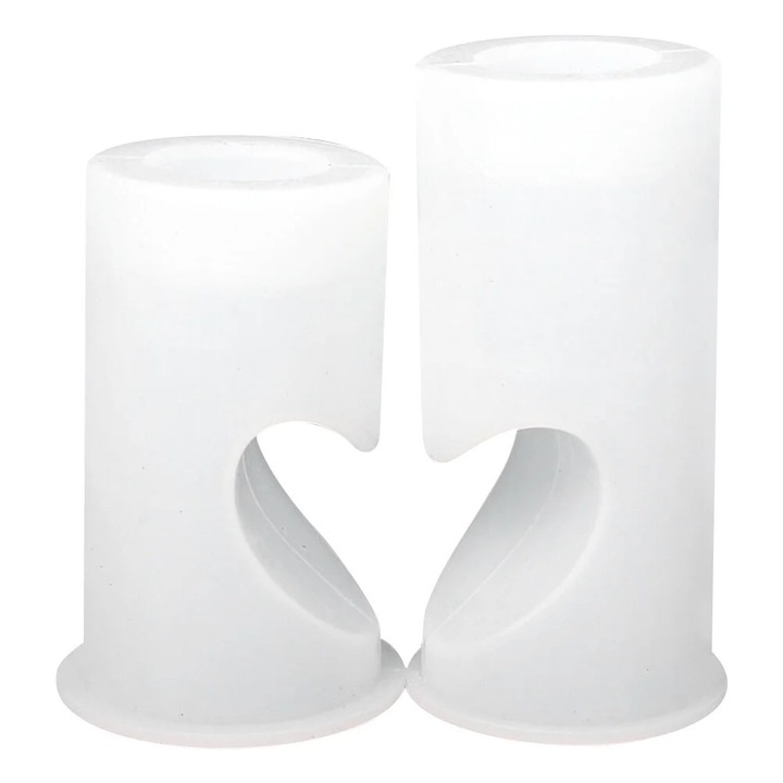 Set 2 forme siliconice pentru suporturi de lumanari in forma de inima, dimensiuni 12x6x6cm si 10x6.5cm