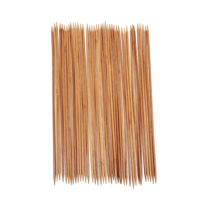 Set 40 Ace de Tricotat din Bambus, Culoare Maro Deschis, Design cu Doua Puncte, Usor de Folosit