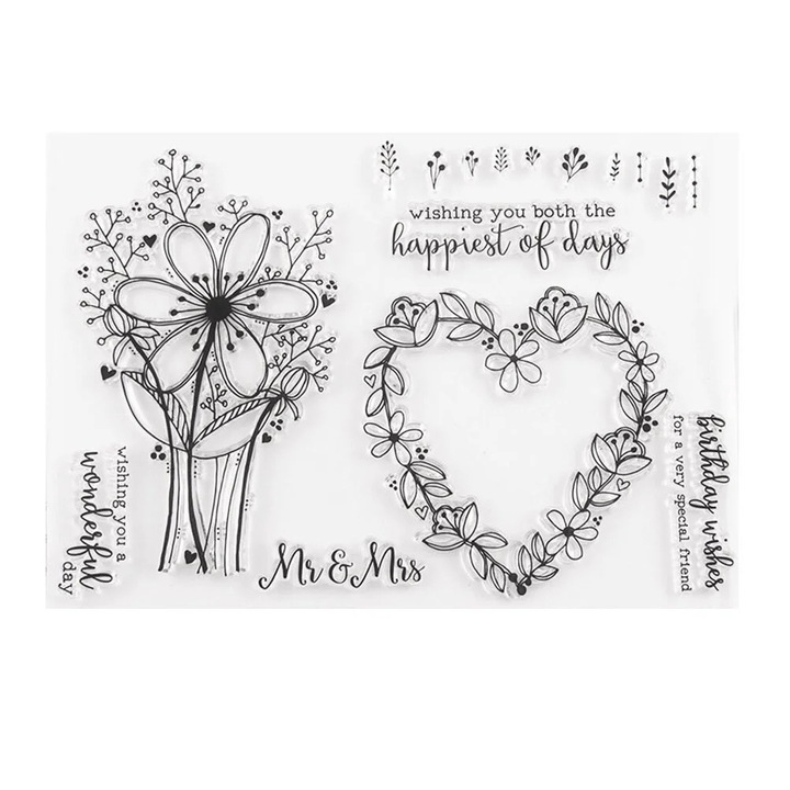 Set de timbre transparente din TPR pentru scrapbooking, 22x16x1cm, multicolor