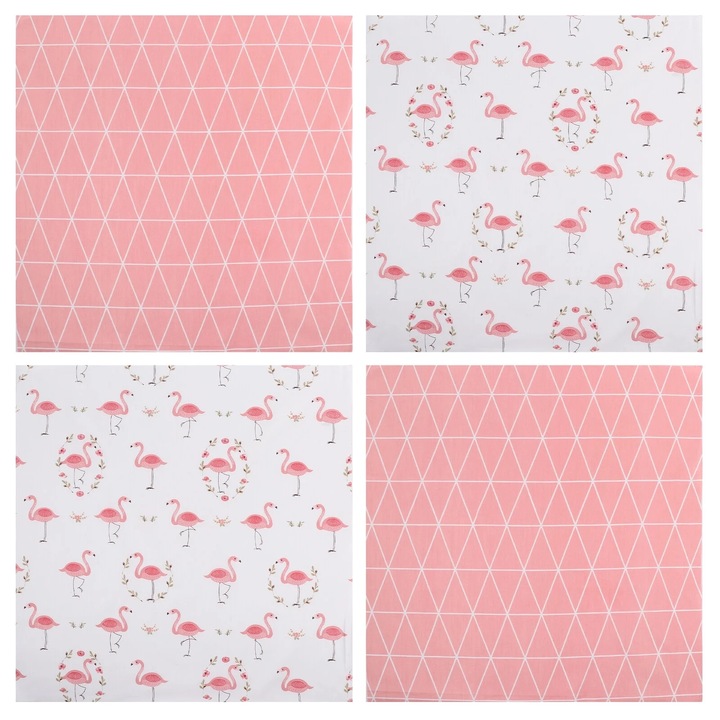 Set 4 bucati tesatura din bumbac roz pentru proiecte de craft si cusut, 50x50cm