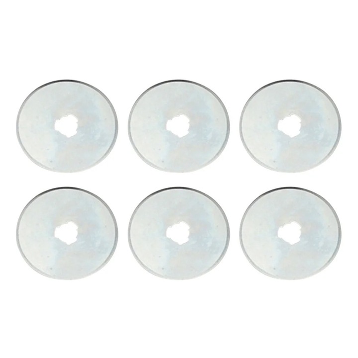 Set 6 piese lame de taiere pentru cutter rotativ, argintii, 4.5x4.5x0.4cm