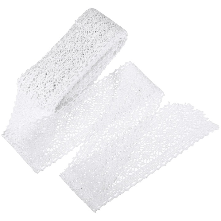 Dantela bumbac alba 540x5.8cm material textil pentru cusut si decor DIY