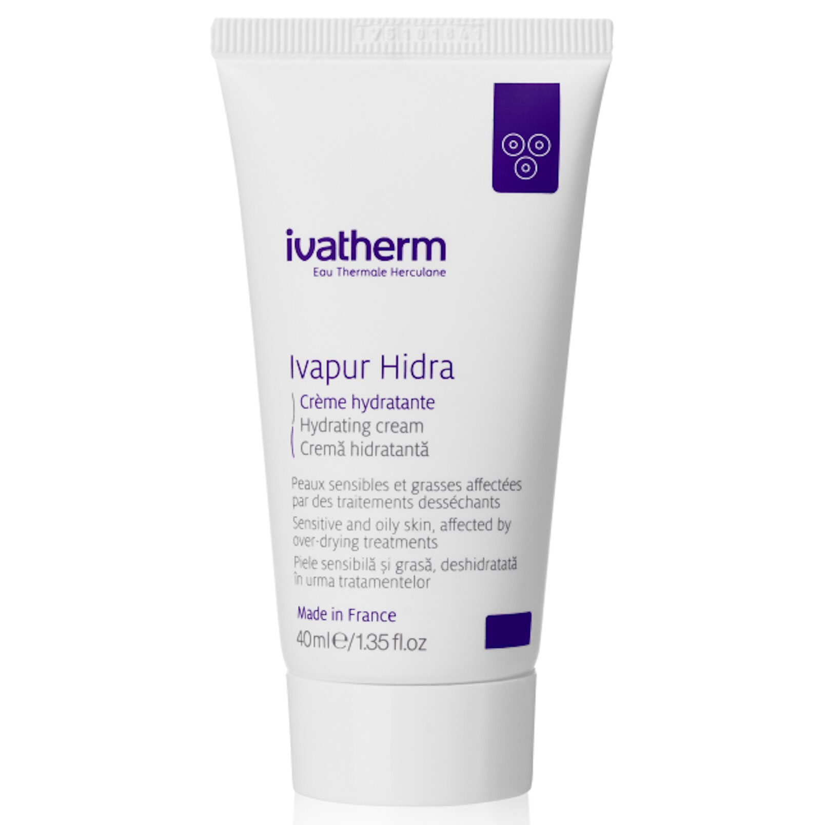 Crema hidratanta Ivapur Hidra, Ivatherm, pentru piele acneica, deshidratata, fragilizata de tratamentele anti-acnee, 40 ml