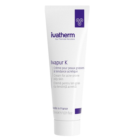 Crema seboregulatoare Ivapur K, Ivatherm, pentru ten gras cu tendinta acneica, 30ml