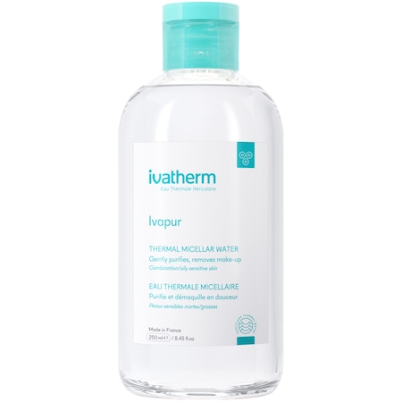 Apa micelara Ivapur, Ivatherm, lotiune demachianta pentru piele mixta, grasa, cu acnee 250 ml