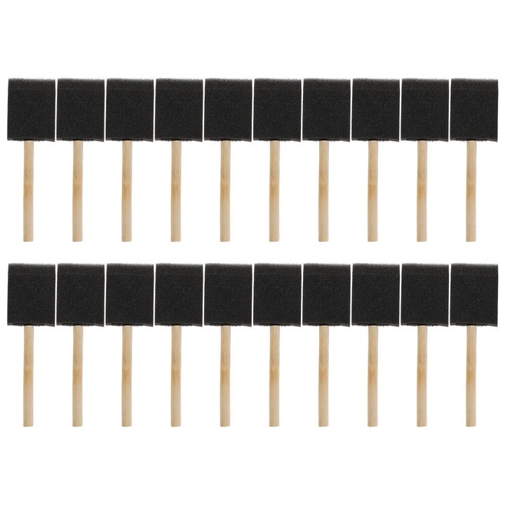 Set 50 pensule din burete pentru pictura, 15x2.5x1.5cm, negru, pentru copii