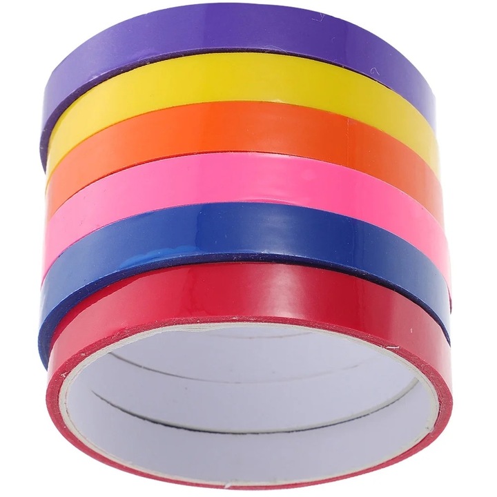 Set 6 benzi adezive colorate pentru jucarii, 2000x2.40x0.10cm, asortate