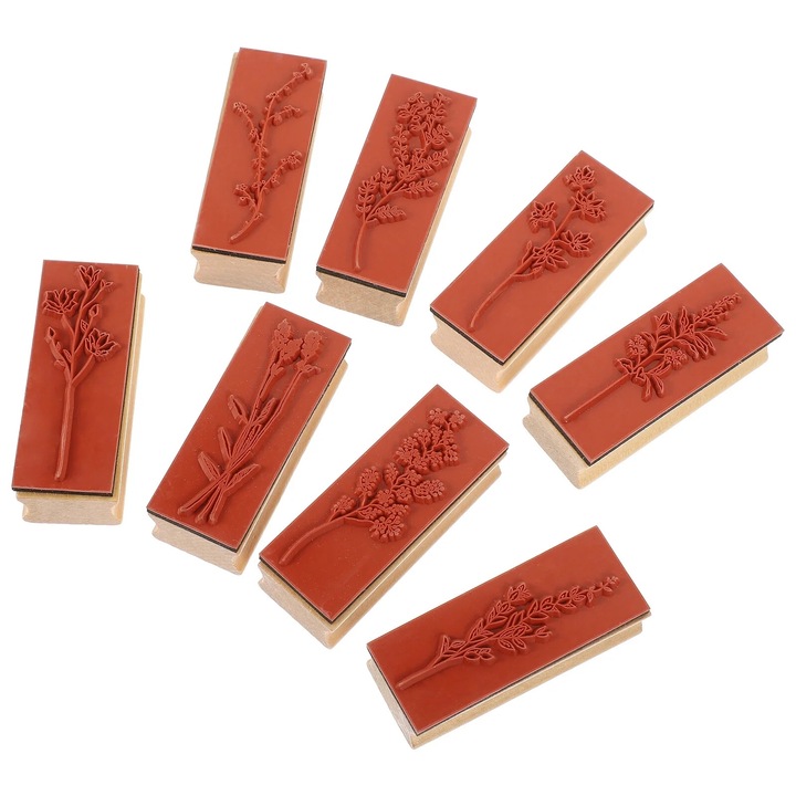 Set 8 Stampile, Lemn, 6.50 x 2.50 x 2.00 cm, Caramiziu