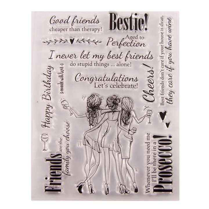 Set stampile transparente TPR, multicolor, 11x15x0.5cm, pentru scrapbooking, artizanat