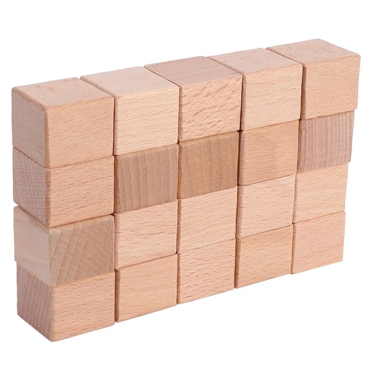 Set 20 blocuri de lemn pentru stampile, material lemnos, diverse culori, pentru crafturi si scrapbooking