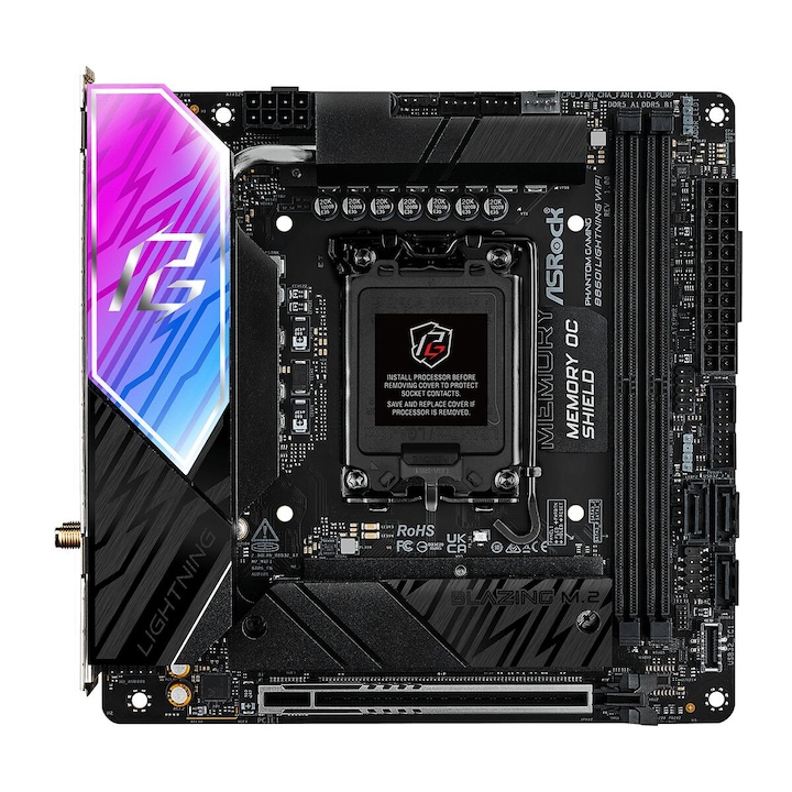 Дънна платка ASRock B860I LIGHTNING WIFI, LGA1851, 2xDDR5, 128GB, Mini-ITX, WiFi, Bluetooth