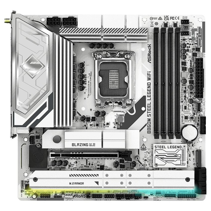 Дънна платка ASRock B860M STEEL LEGEND WIFI, LGA1851, 4xDDR5, 256GB, Micro-ATX, RGB