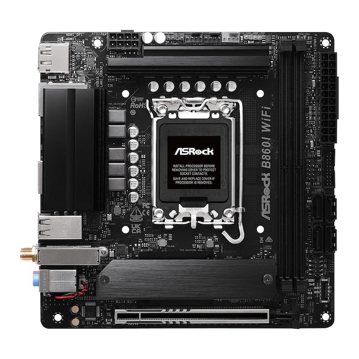 Дънна платка ASRock B860I WIFI, LGA1851, 2xDDR5, 128GB, Mini-ITX, WiFi, Bluetooth