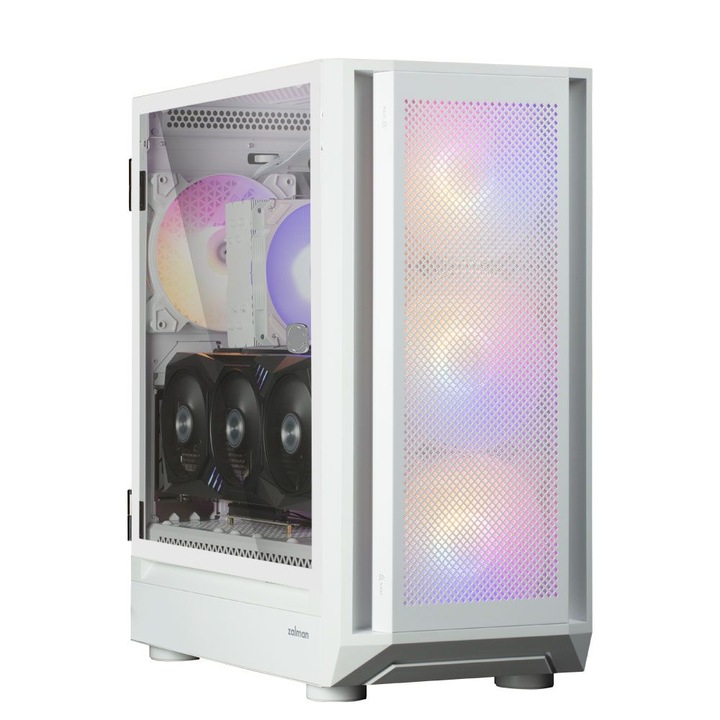 Carcasa Zalman I6 E-ATX, alb, 420x230x475mm, 4 ventilatoare 14cm, geam din sticla securizata, RGB