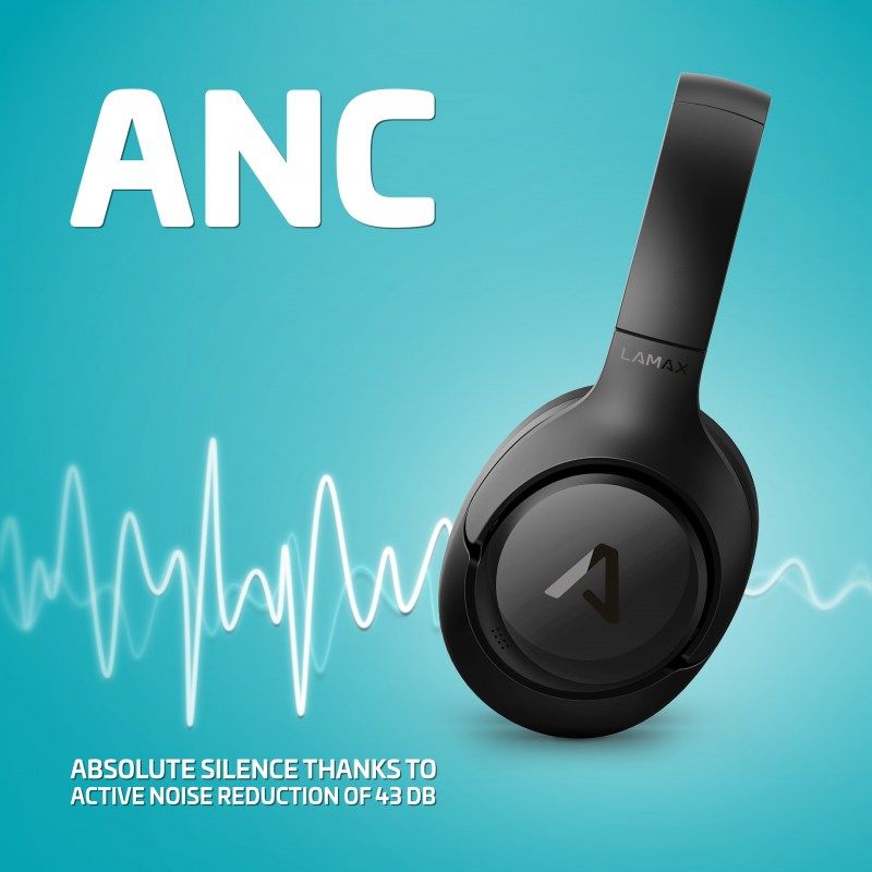 Casti Bluetooth Lamax BeatComfort1 ANC negru, 256688, microfon/casti