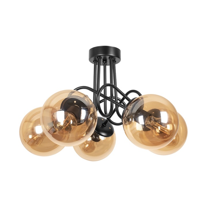 Candelabru Lightstyle Mona, 5xE27, Negru/Cupru
