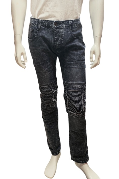 Férfi farmer Giani 5 16752583 90-22, vékony szabású, Distressed, pamut, 34W-34L, fekete