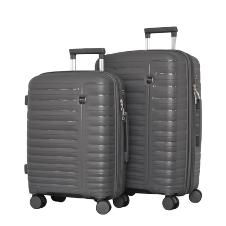 Комплект Куфари PERFECT LINE PP 4005, Разширител, 65/45/27 см, Сиви, 2 броя