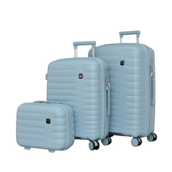 Set Trolere, PERFECT LINE, 65/45/27 cm, Albastru deschis, 3 piese