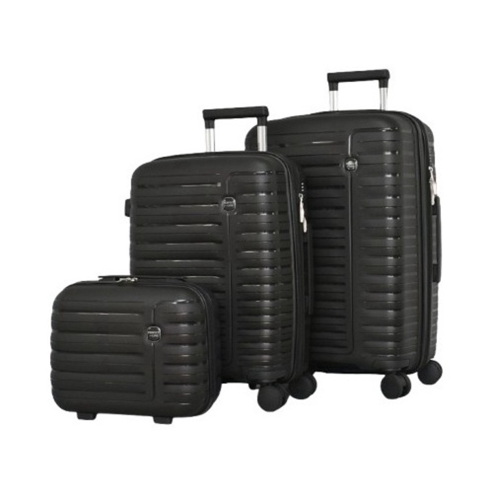 Set Trolere, PERFECT LINE, 65/45/27 cm, Negru, 3 piese
