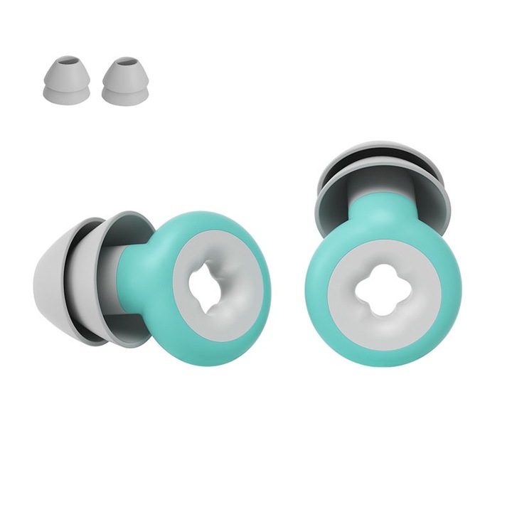 Dopuri de urechi pentru anularea zgomotului, NAXSIR, lavabil, reutilizabile, ergonomice, imbunatateste calitatea somnului, Include capace S/L, verde