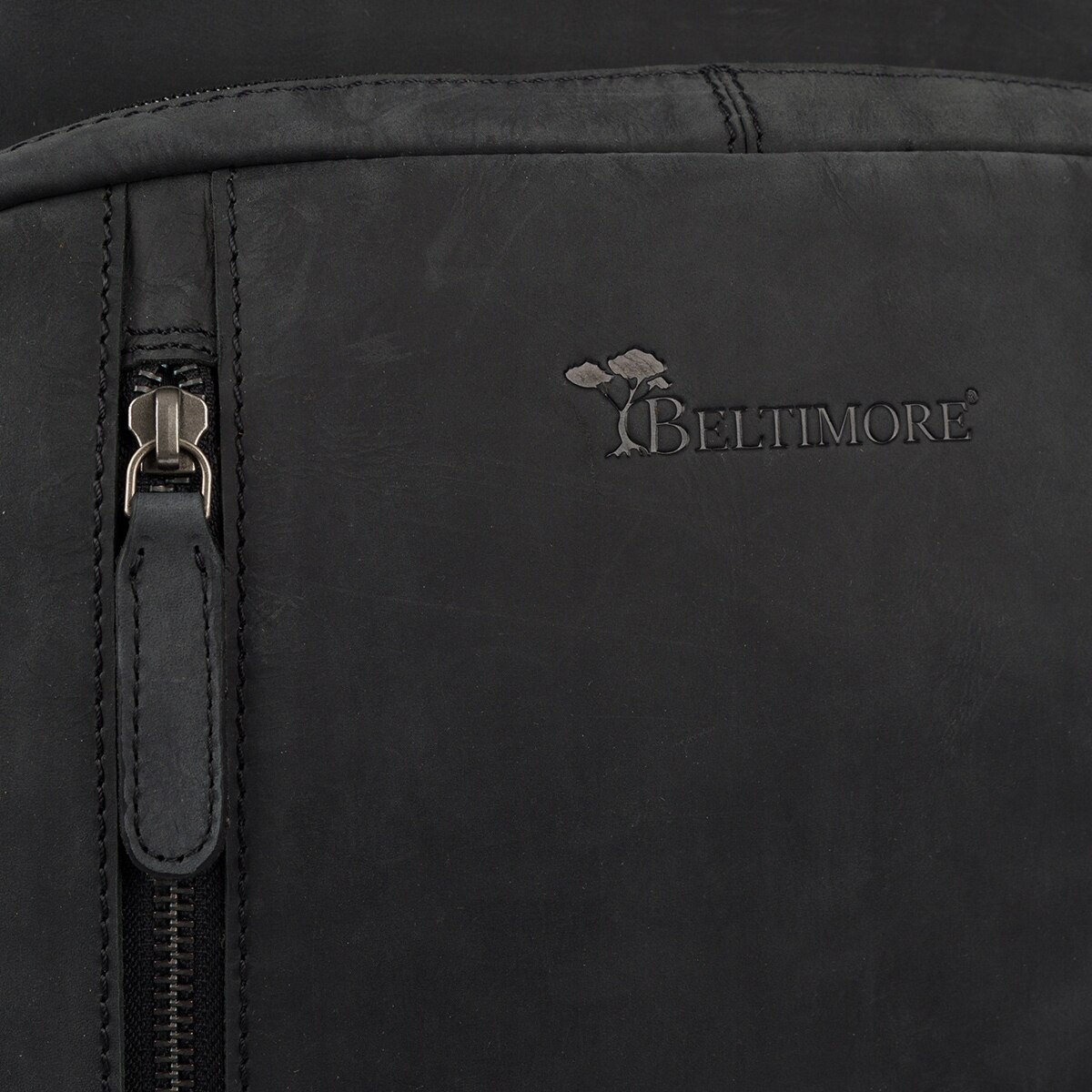 Rucsac din piele pentru laptop 15.6", negru, cu 2 compartimente, pentru documente A4, unisex