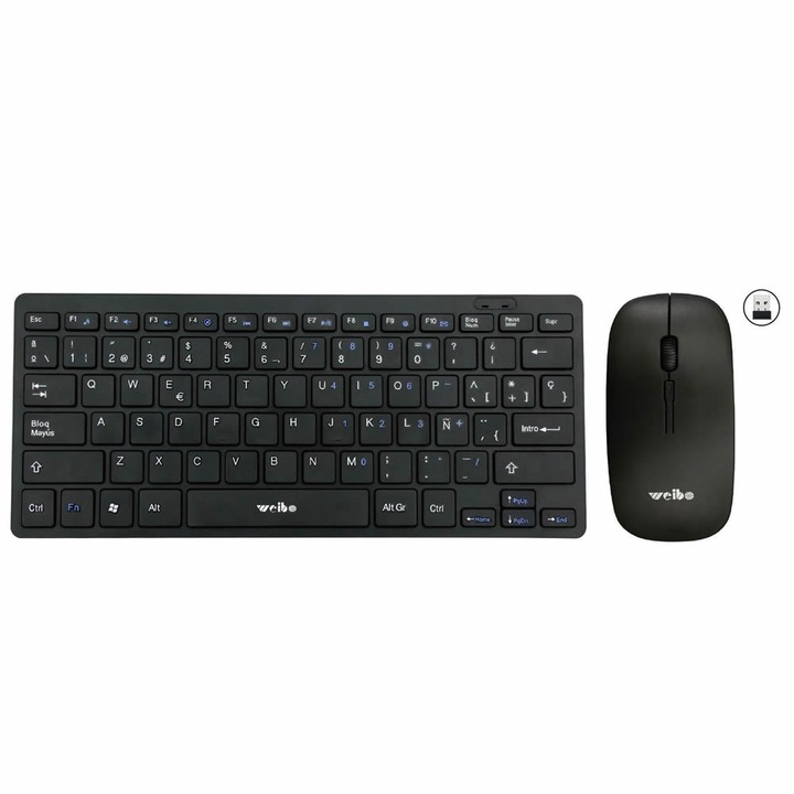 Set tastatura + mouse fara fir, Weibo WB-8068, negru