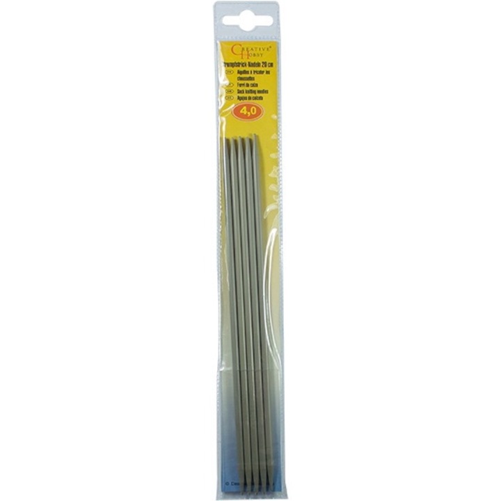 Ace duble de tricotat pentru sosete, 5 buc., O 4 mm x 20 cm, aluminiu