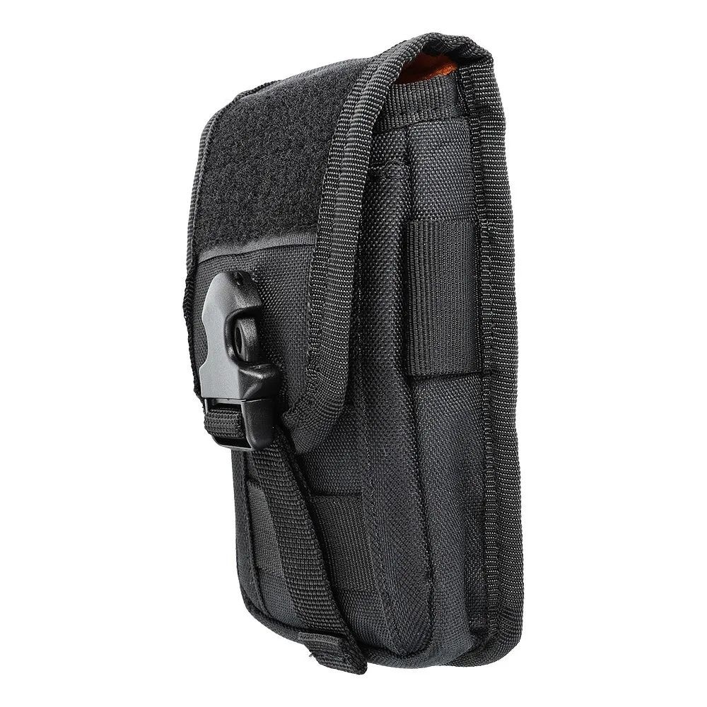 Toc/Geanta universal, prinderea curea sau ghiozdan, inchidere clema, 2 buzunare pentru telefon(18 × 8.5 × 2 cm and 14.5 × 7.5 × 1.2 cm), loc pentru carduri, captusit, rezistent la socuri, Negru