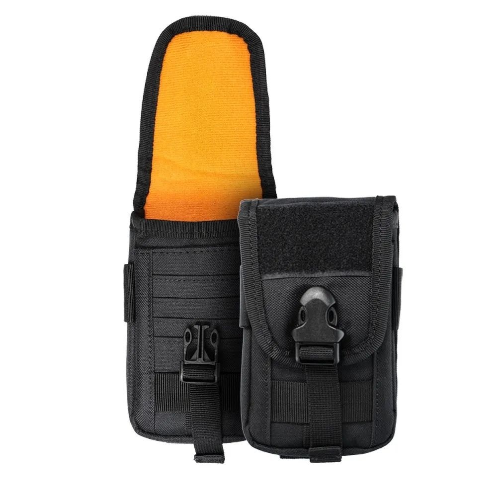 Toc/Geanta universal, prinderea curea sau ghiozdan, inchidere clema, 2 buzunare pentru telefon(18 × 8.5 × 2 cm and 14.5 × 7.5 × 1.2 cm), loc pentru carduri, captusit, rezistent la socuri, Negru