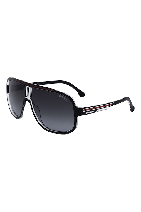 Carrera, Ochelari de soare shield cu lentile in degrade, 63-11-135, Negru/Bordeaux