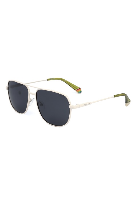 Polaroid, Унисекс слънчеви очила Aviator с поляризация, 58-15-145, Сребрист
