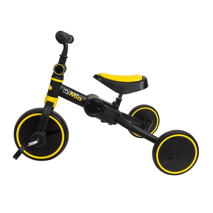 Tricicleta pliabila 2 in 1 pentru copii, reglabila, negru-galben / ZTS8482