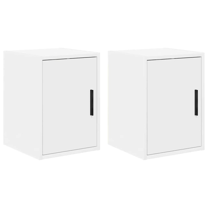 Гараж стена шкафове vidaXL, 2 бр, Бели, Инженерно дърво, 10.9 kg