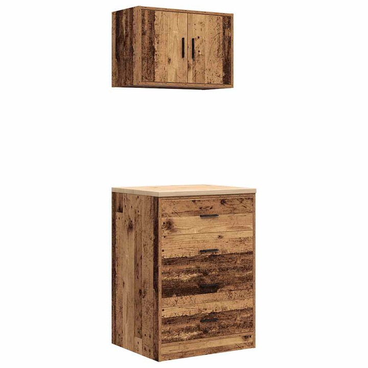 vidaXL 2 db antik fa színű szerelt fa garázs szekrények 36.3 kg