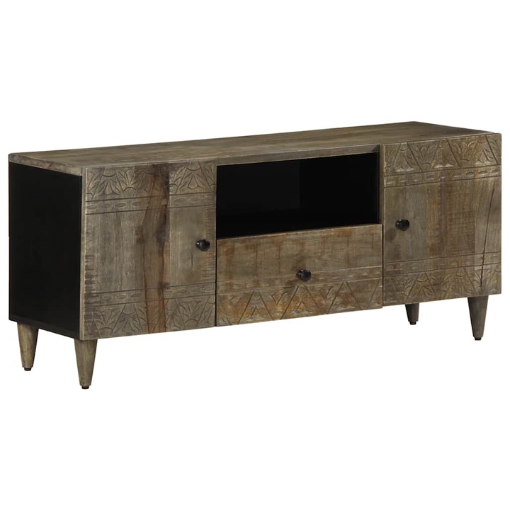 vidaXL világosszürke tömör mangófa TV-szekrény 105x33,5x46 cm 19.45 kg