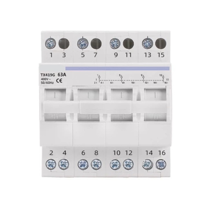 Comutator de transfer manual, E-ETOP, ETX419G-63A, AC 400V, 63A, 4P, sina DIN, alb