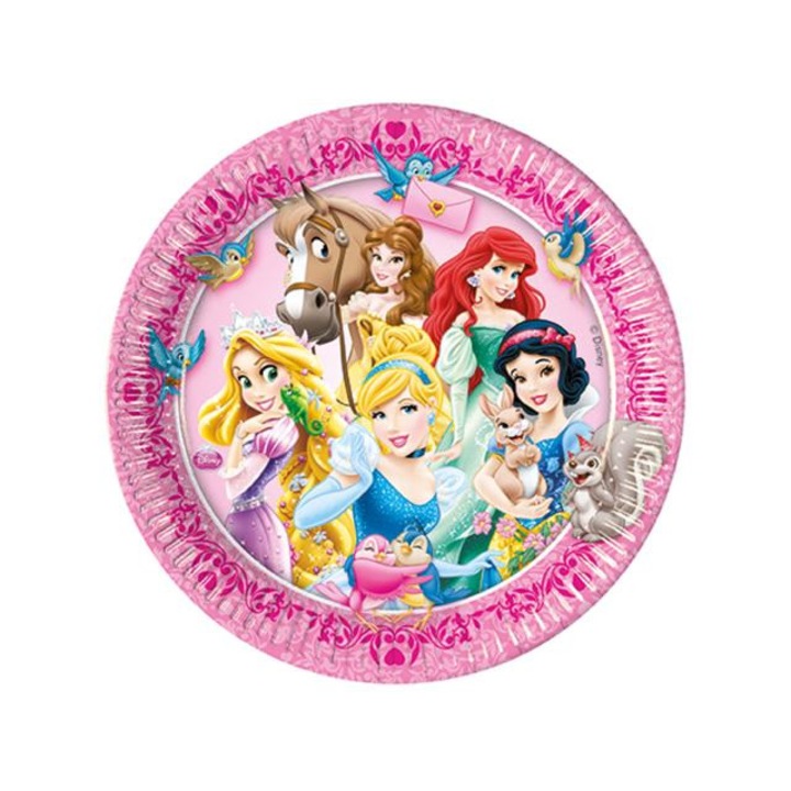 Disney hercegnők és állatkák papírtányér 23 cm 8 db