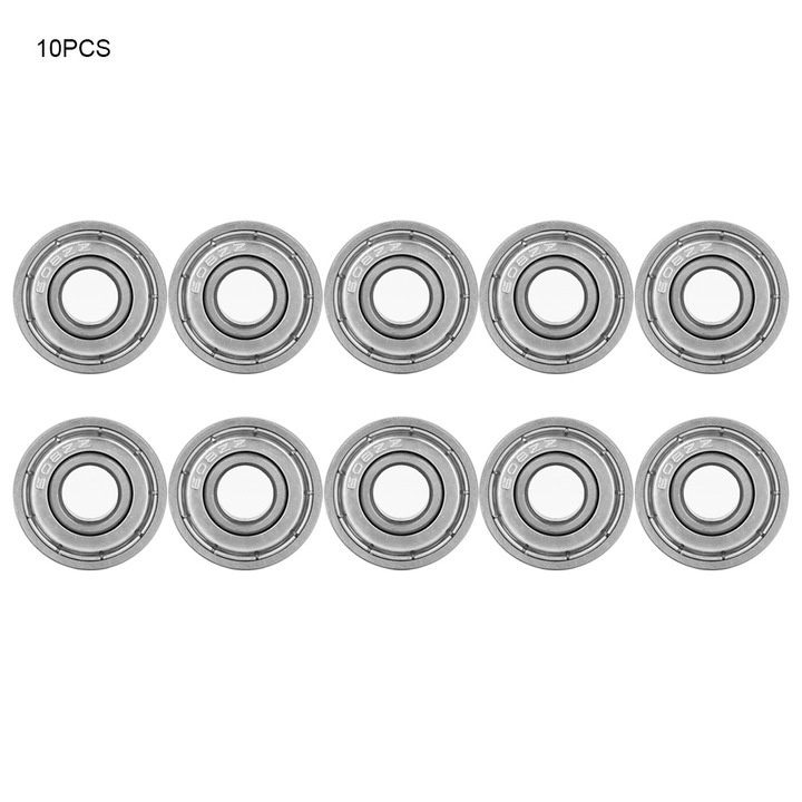 Set 10 rulmenti Enforose 608ZZ cu bile din otel, continut ridicat de carbon cu dublu ecranat 8x22x7mm