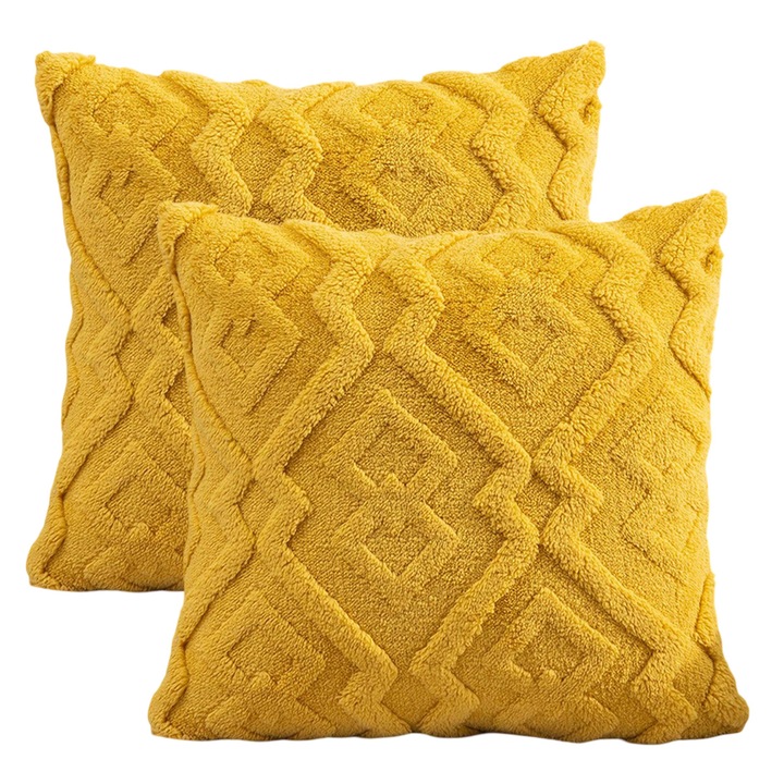 Fete de perna, Enforose, set de 2, poliester, galben, roz, alb, 45x45cm