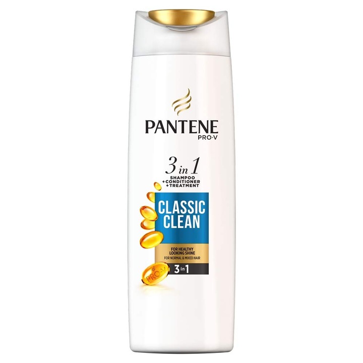 Sampon Pantene Pro-V Classic, 3in1, sampon+balsam+tratament, toate tipurile de par, 360 ml