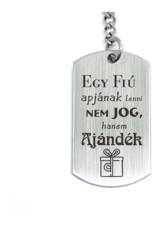 Egy fiú apjának lenni ajándék acél medálos kulcstartó