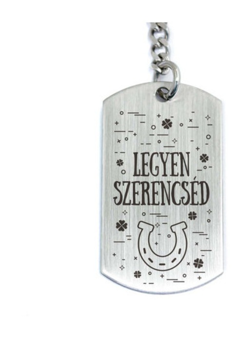 Legyen szerencséd acél medálos kulcstartó