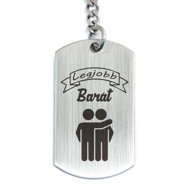 Legjobb Barát acél szögletes medálos kulcstartó