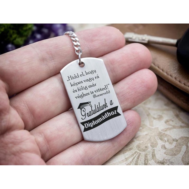 Breloc cu pandantiv din otel Crede-ma