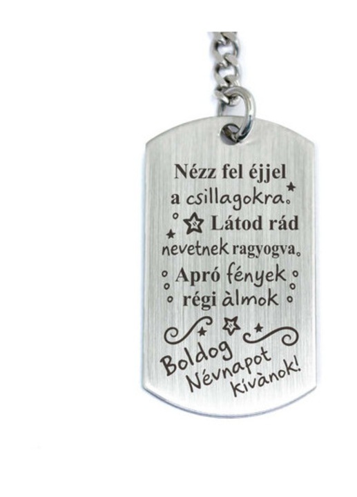 Nézz fel éjjel a csillagokra acél medálos kulcstartó